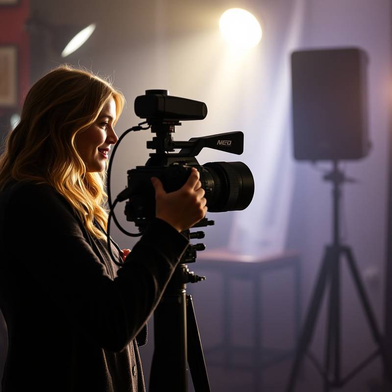 Photo of Emily Carter filming a scene